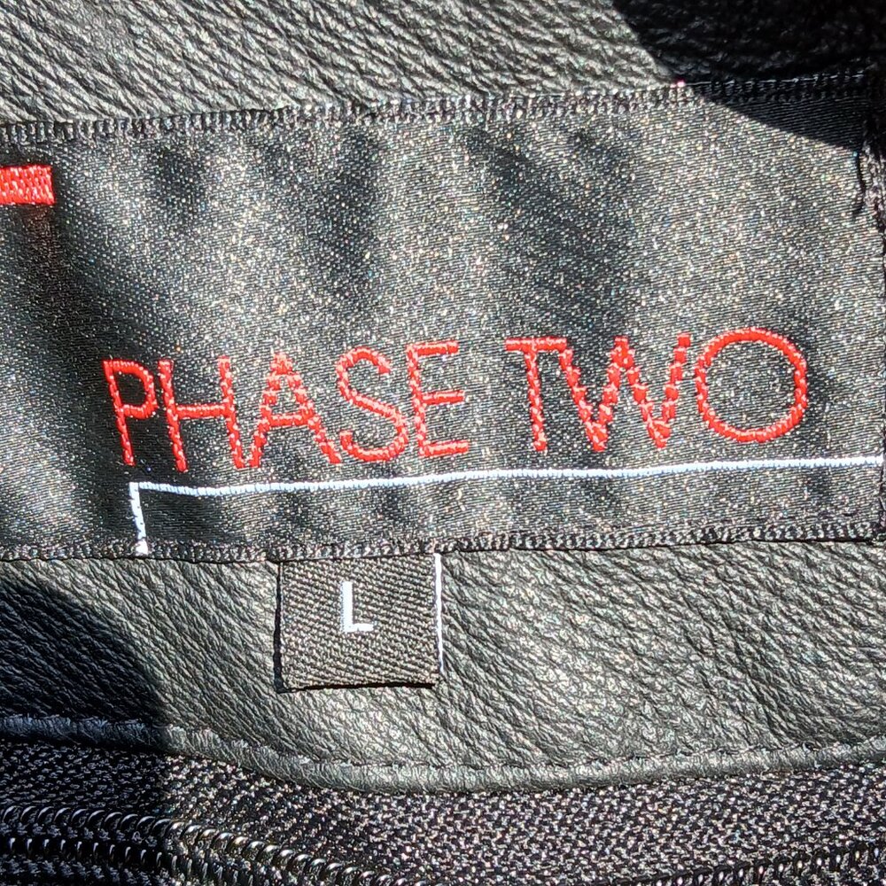 Vintage 90's Black Leather Warm Double Lined Car Coat Many Pockets & Details SzL - Picture 9 of 16